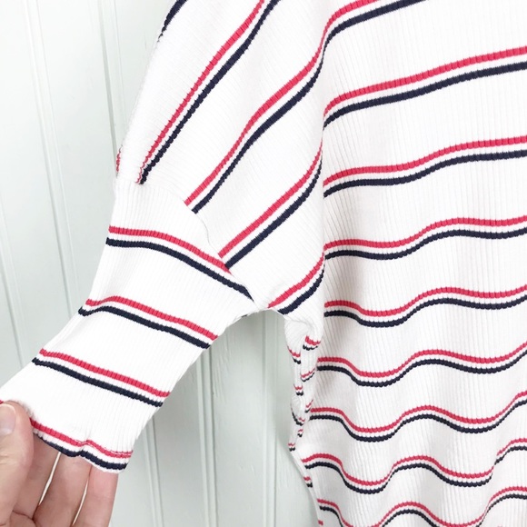 Lulus Starting Line Striped Oversized V-Neck Tee - Picture 7 of 10